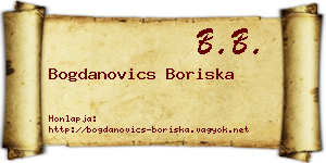 Bogdanovics Boriska névjegykártya